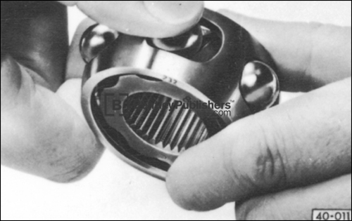 Fig. 3-12. Installing balls in the ball cage.
Transmission and Rear Axle
page 8